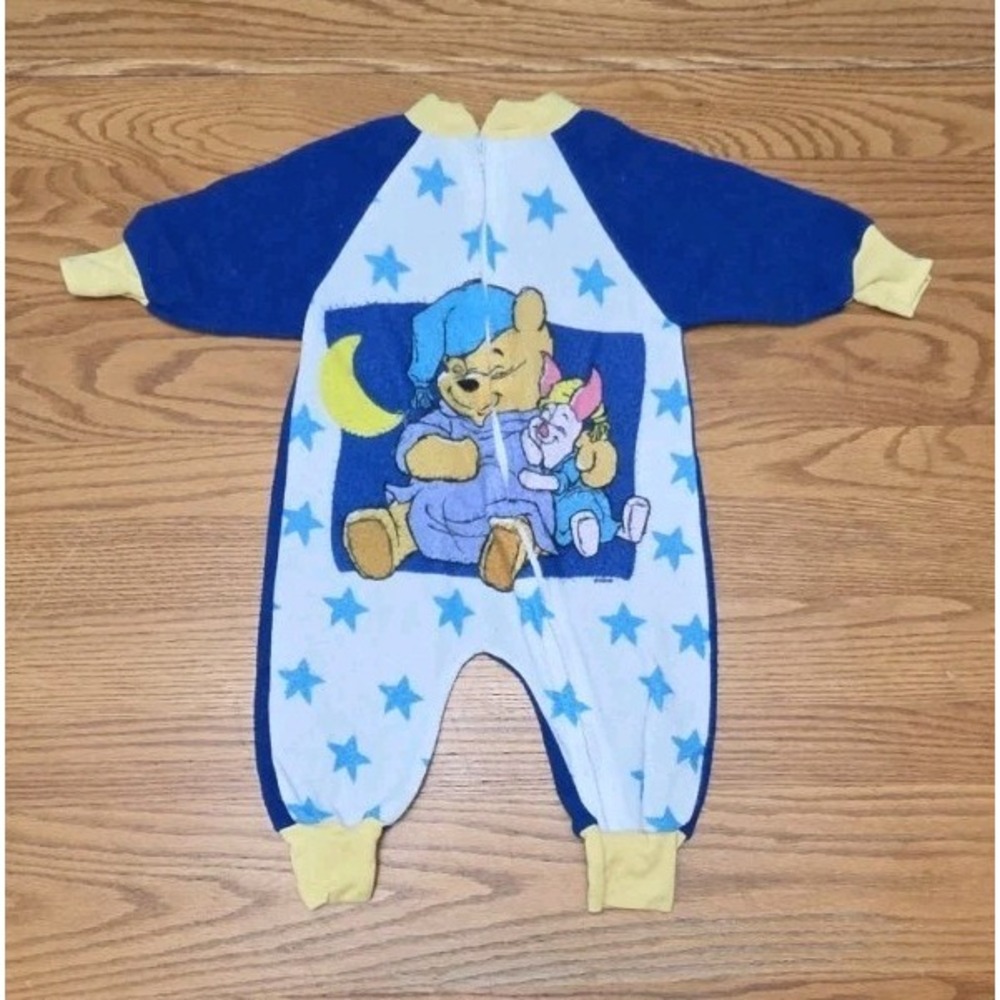 Vintage Disney Pooh Winnie the Pooh Romper Pajamas 6-12 Months 90s Made In USA